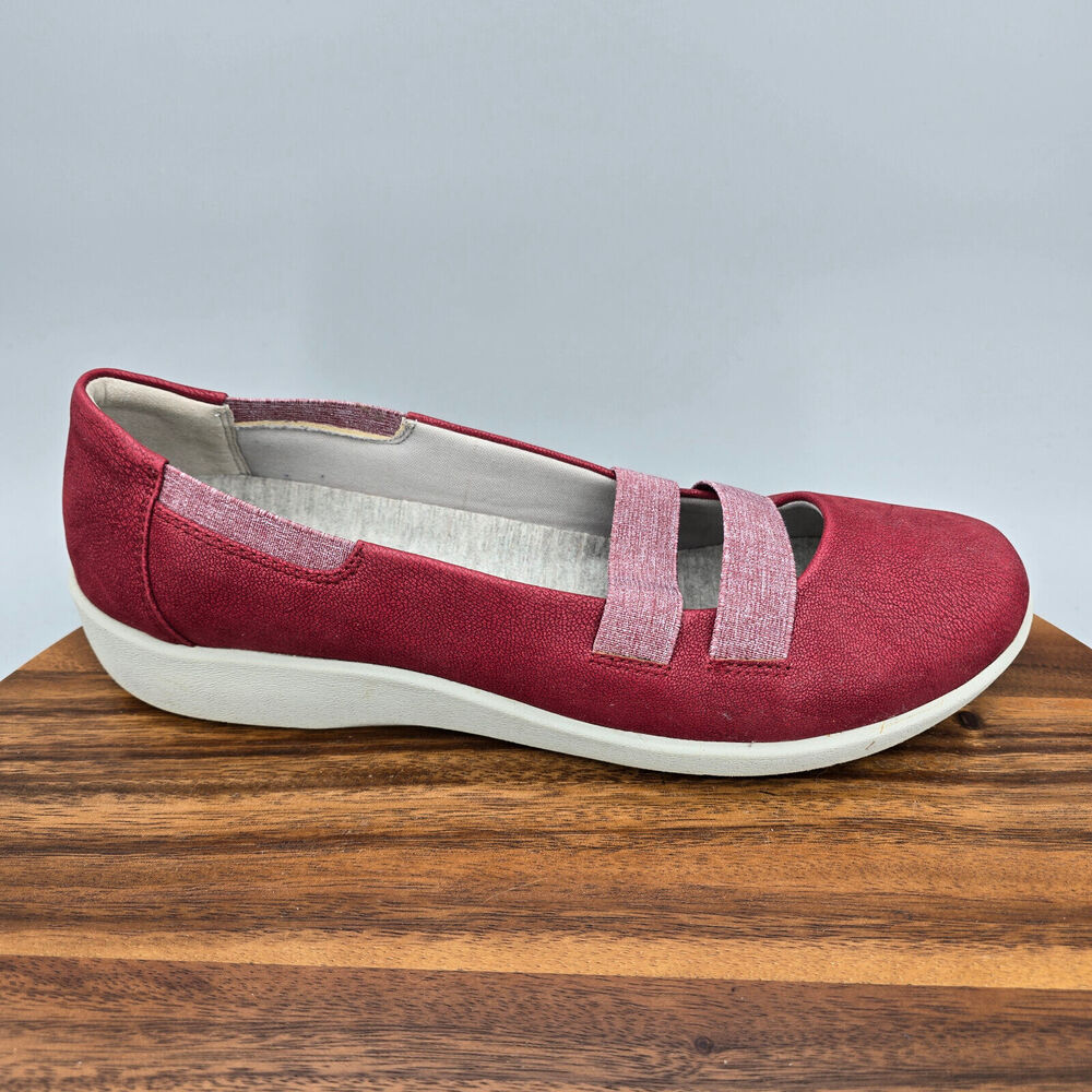 Clarks Shoes Women's 11 M Cherry Red Sillian Slip On Comfort Casual Loafers